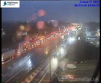 Two lanes were closed on the Westbound M20. Picture: Highways England