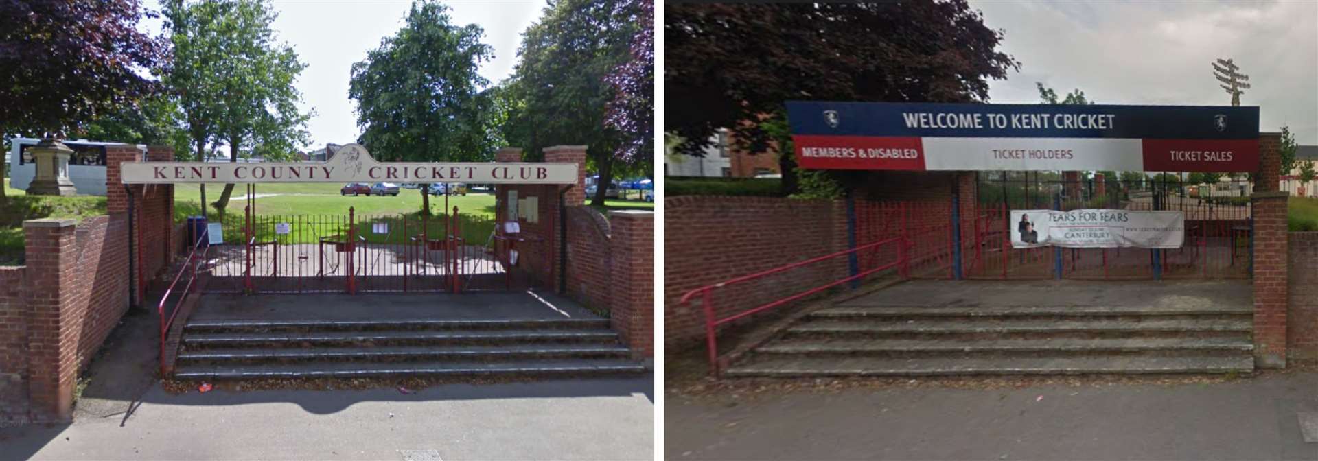 The gates to the grounds in 2009 (left), and how the entrance looks today. Pictures: Google