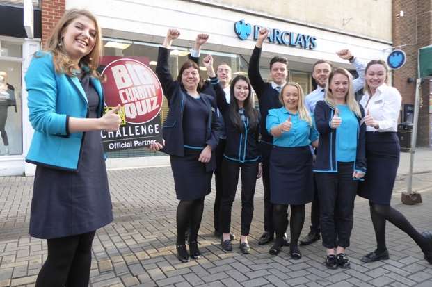 Rebecca Hadley and team from the Canterbury branch of Barclays bank.