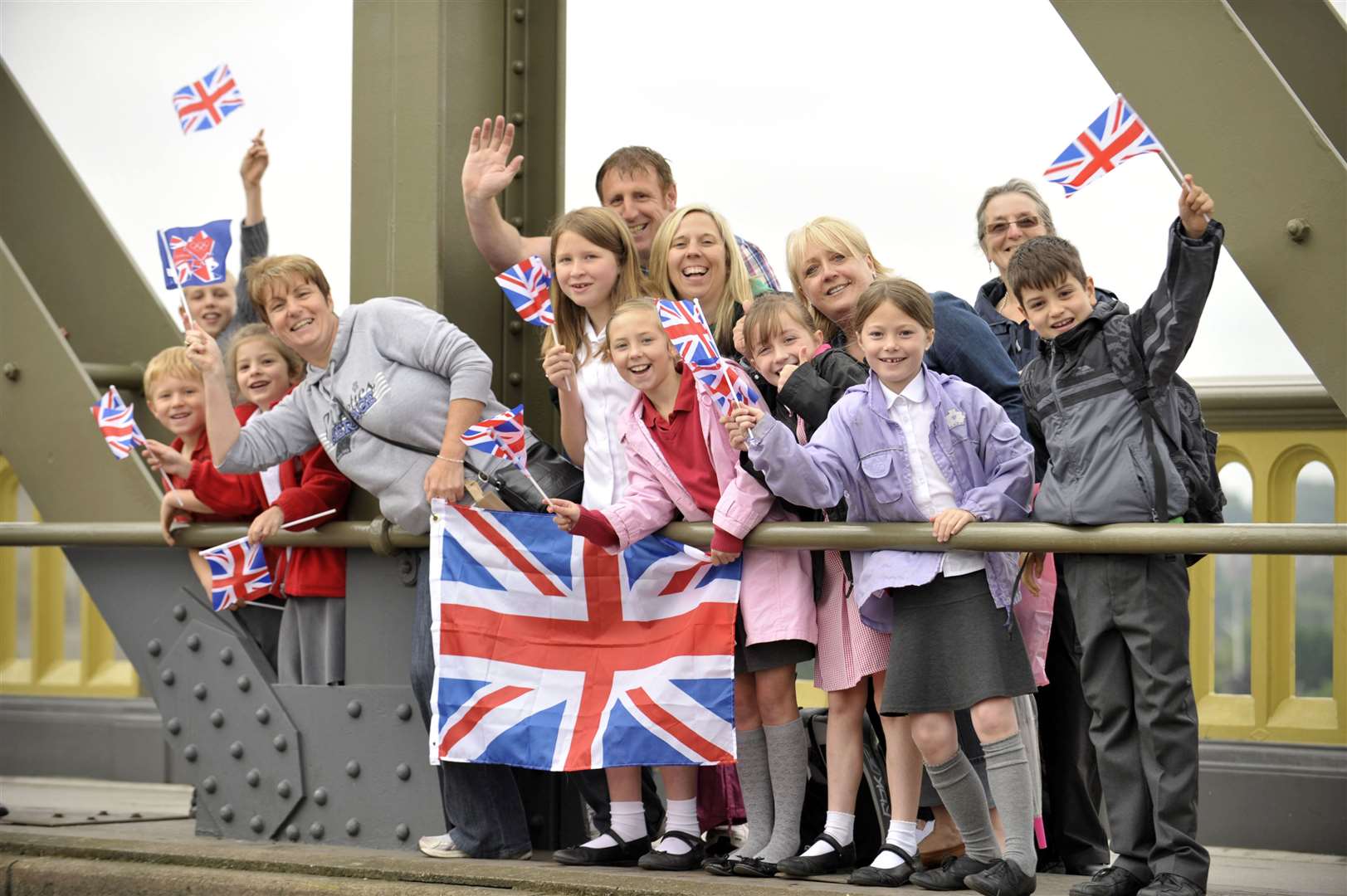 Crowds gather on Medway Bridge