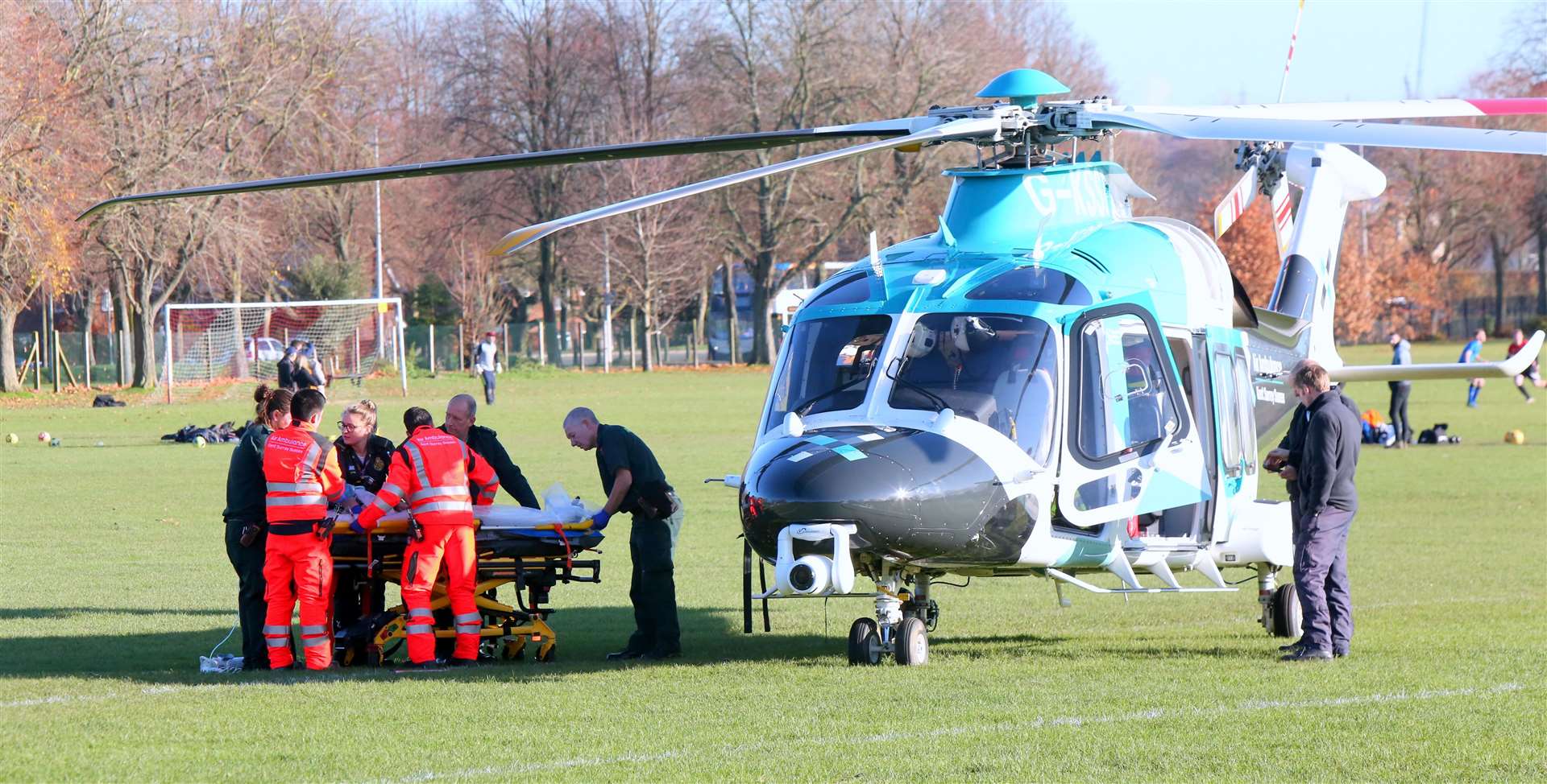 Student is put on board the helicopter Picture: UKNIP