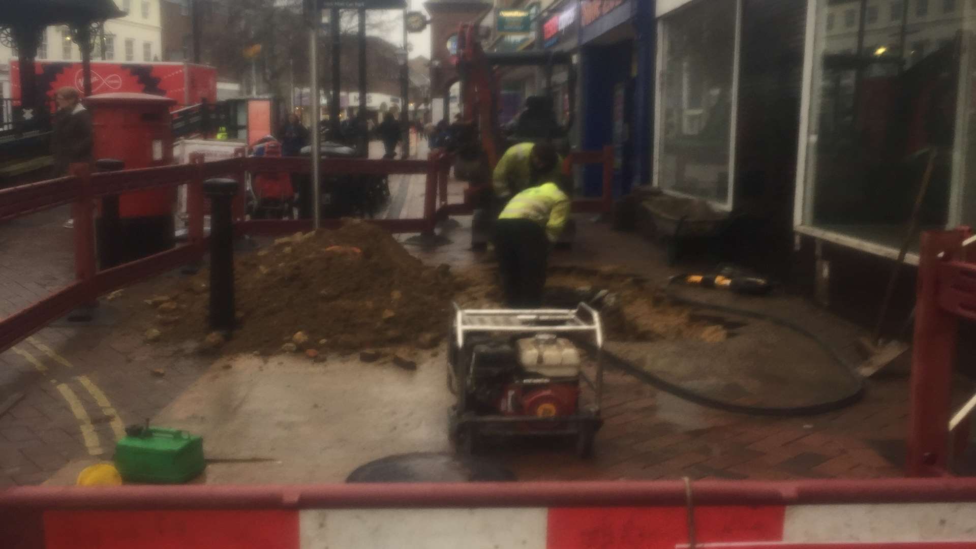 Engineers are working in the high street