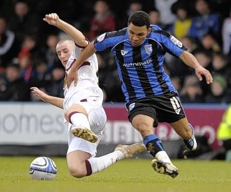 Gillingham's Andy Barcham in action against Northampton