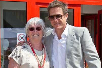 The Fynvola Foundation's chair of trustees Jenny Gurney with British actor Hugh Grant who is patron of the charity