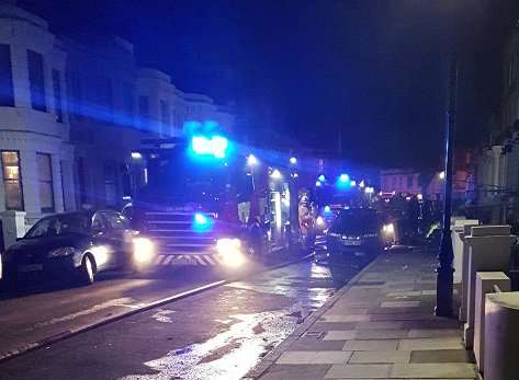 Fire fighters at the scene last night