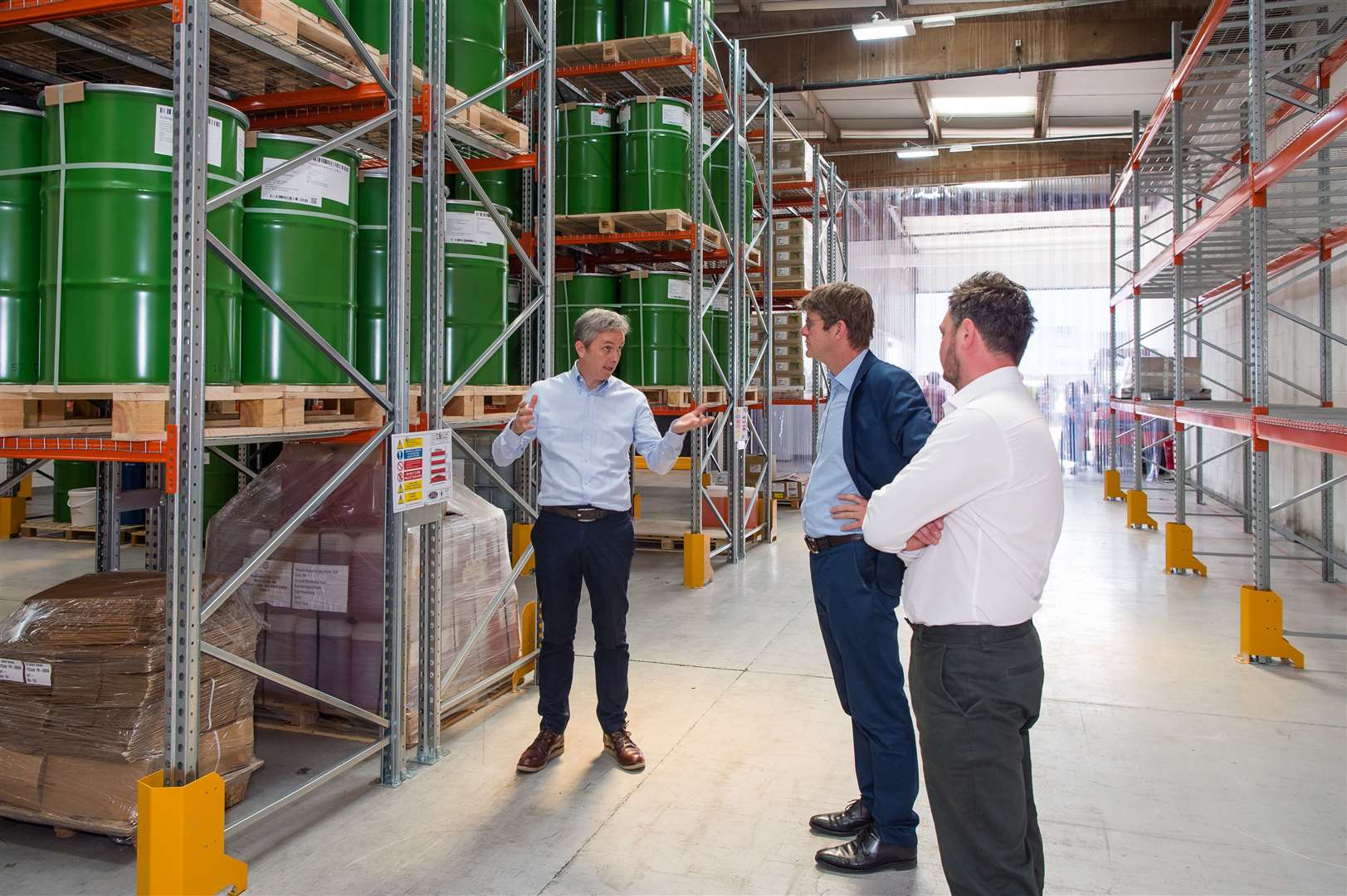 Greg Clark takes a tour of the plant with Colin Wilson and Nathan Biginton