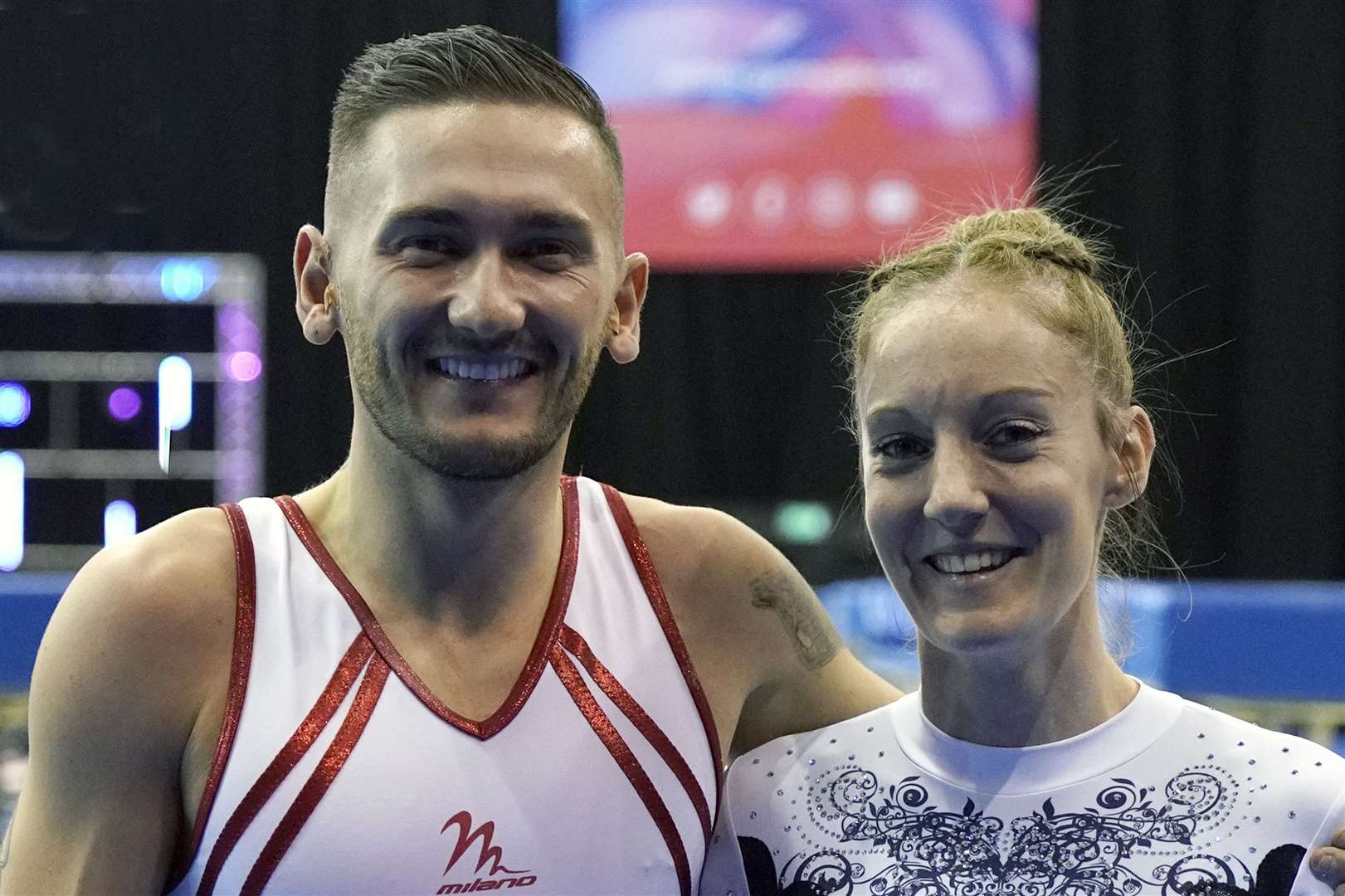 Kat Driscoll with British men's champion Luke Strong Picture: British Gymnastics/Alan Edwards