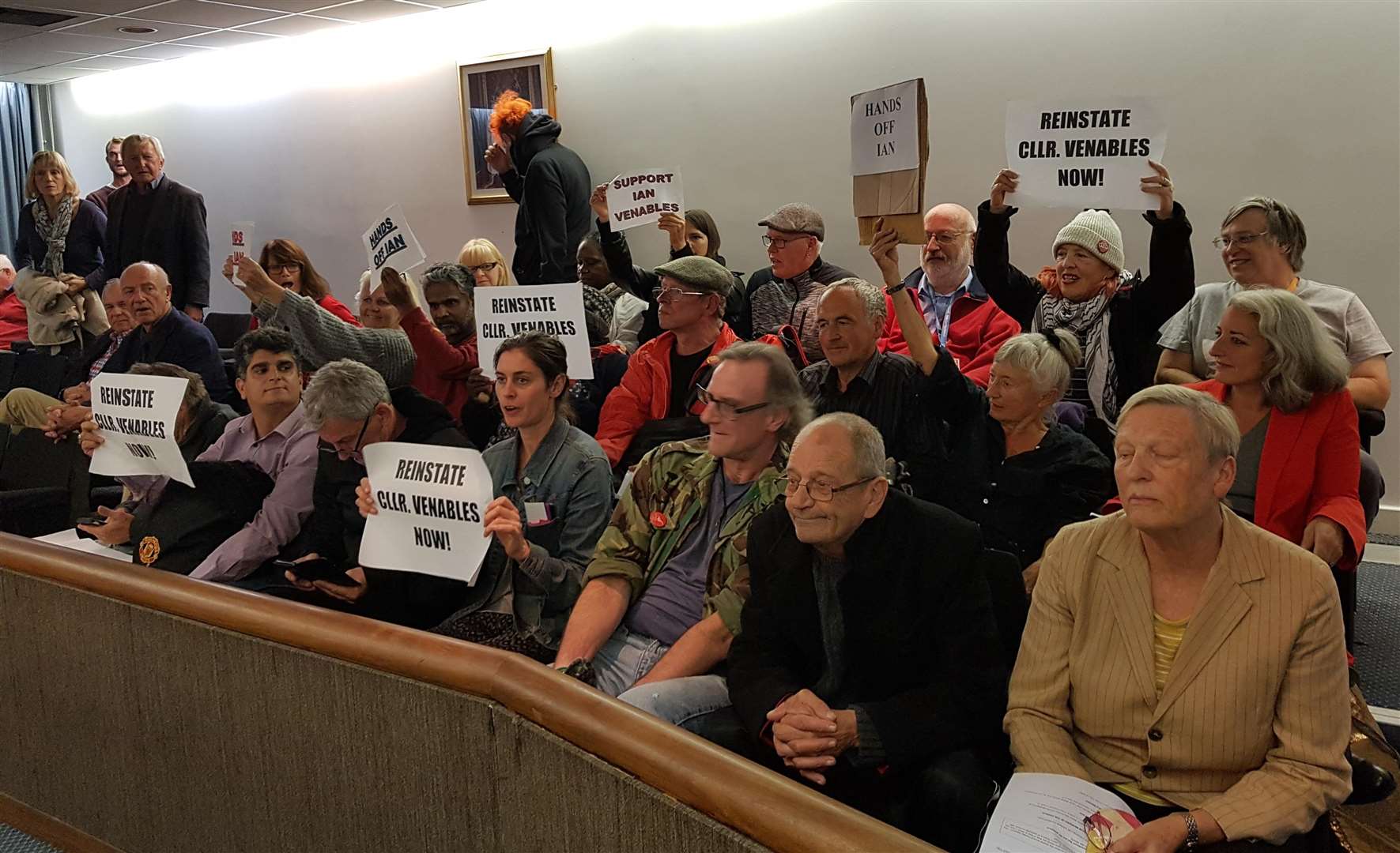 Protestors at Thanet District Council last night