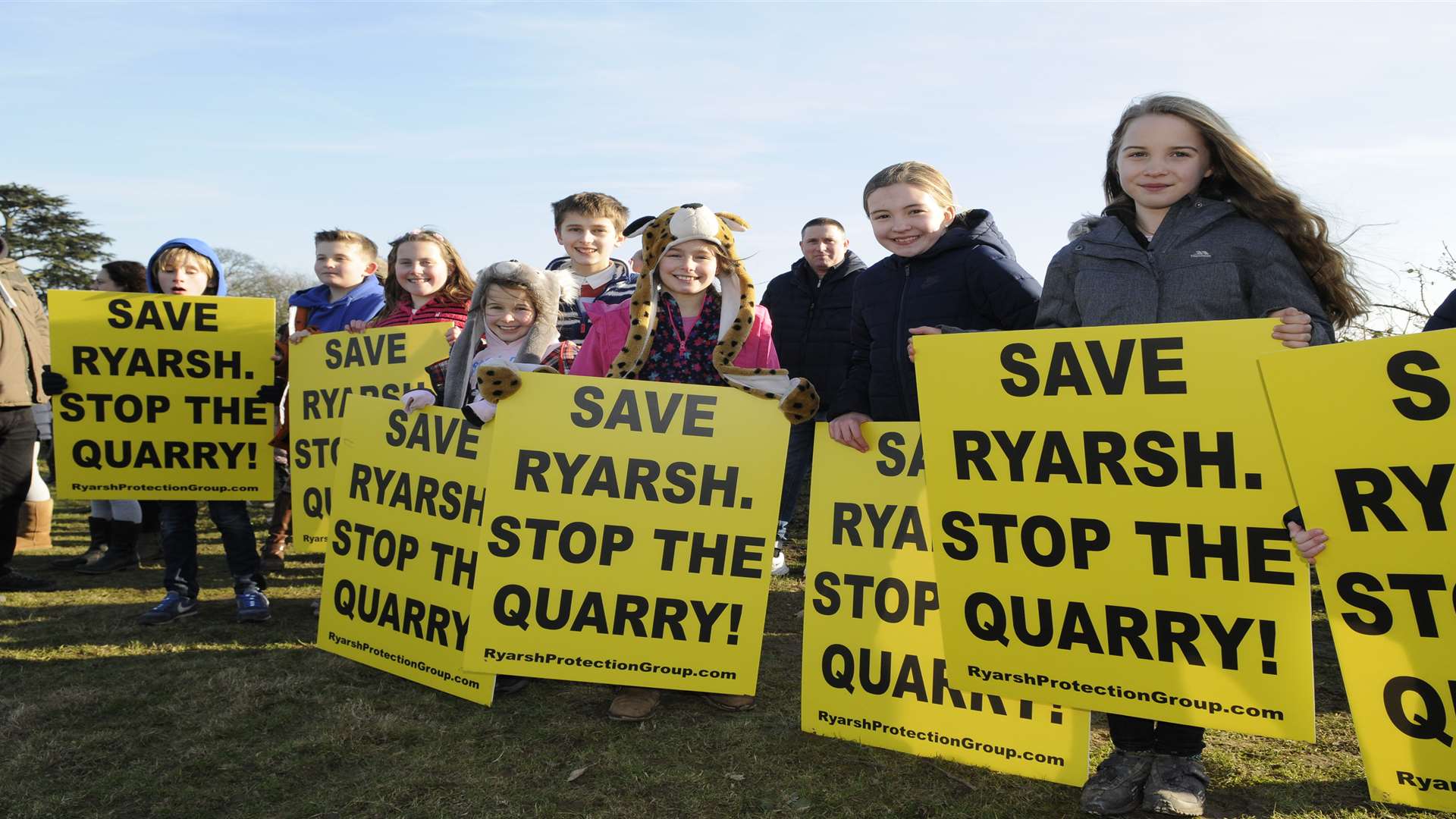 Ryarsh Primary School pupils joined in with the protest. Picture: Gary Browne.