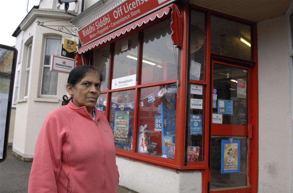 Aruna Patel outside Riddhi Siddi News in Canterbury Road, Sittingbourne
