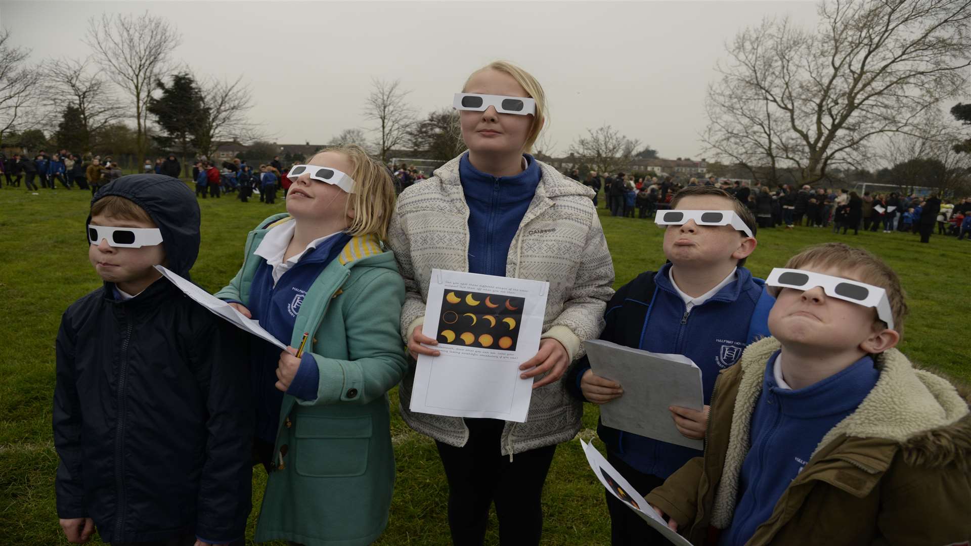 Clouds prevented Halfway Houses primary pupils from seeing the eclipse.
