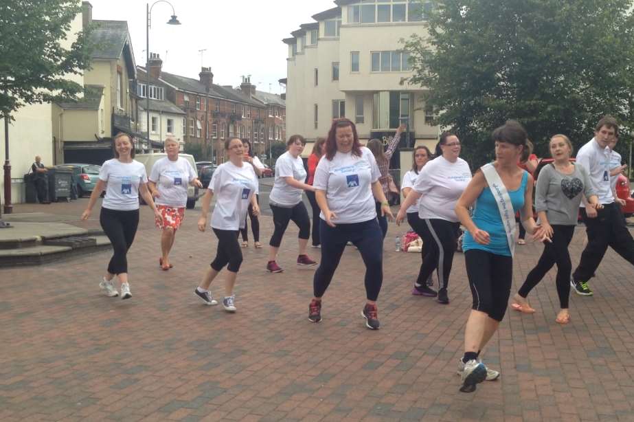 Members of staff taking part in the Zumba event at the Millenium Clock Tower, Tunbridge Wells