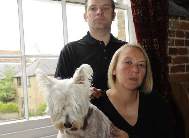 Lucy the dog was left with wounds after being attacked by a Staffordshire Bull Terrior
