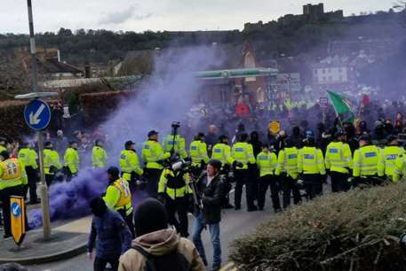 Police at the rally in January. Pic: @Kent_999s