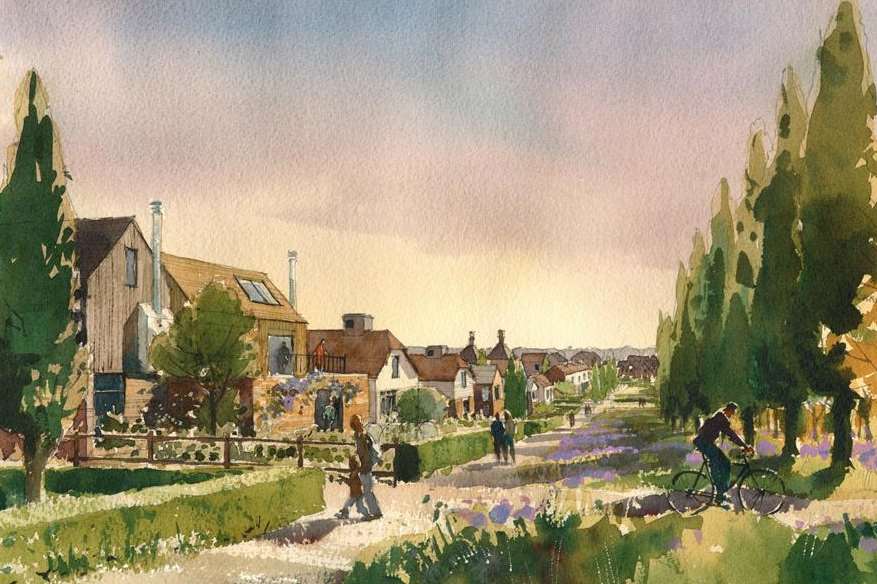 Artist's impression of the new town at Lodge Hill