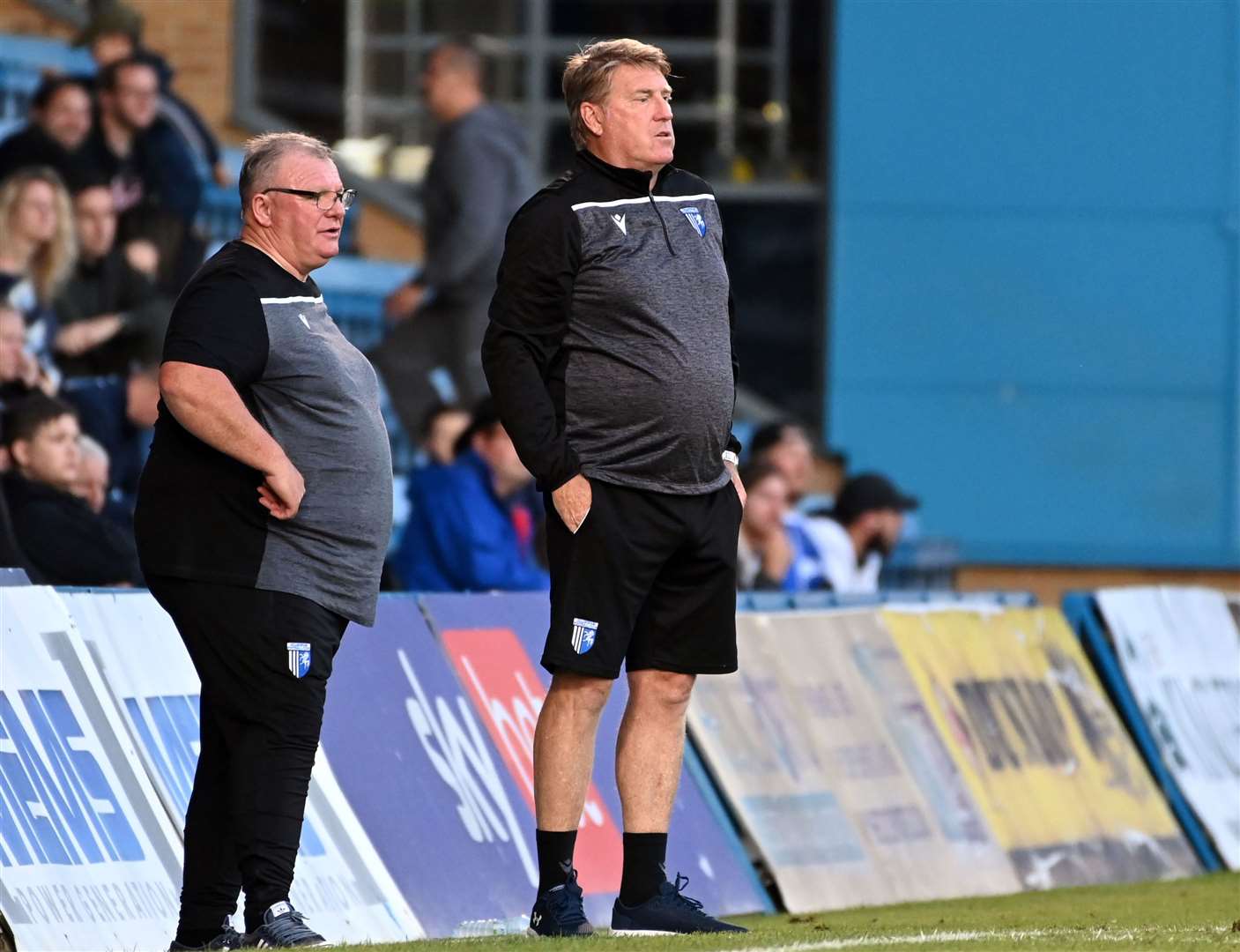 Manager Steve Evans and assistant Paul Raynor watch on as Gillingham play Millwall in pre-season Picture: Barry Goodwin