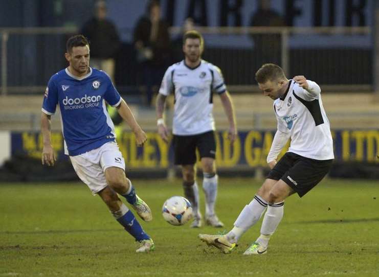 Matt Godden in action during his loan spell at Dartford Picture: Andy Payton