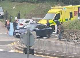 Ambulance crews at the scene in Connaught Road, Dover Picture: Sam Czepil
