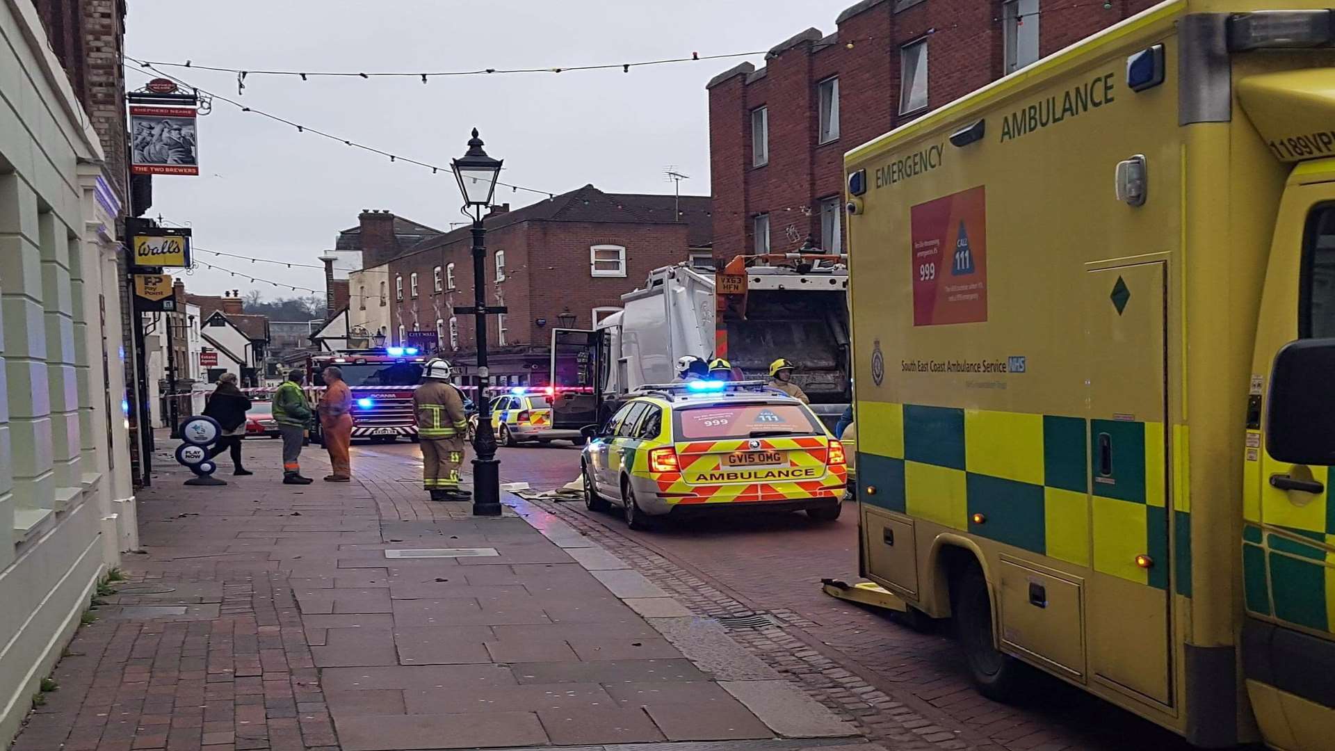Emergency services at the scene on Monday.