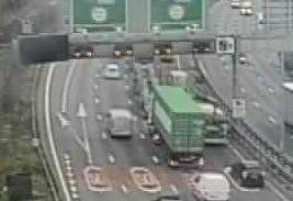 Traffic is queueing on the M25 before Dartford Tunnel due to a crash. Picture: National Highways (61162806)