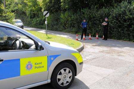 Police close Seed Road in Newnham following Tuesday's fatal accident in the village