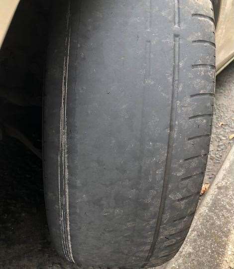 The tyre with virtually no tread. Picture: Kent Police