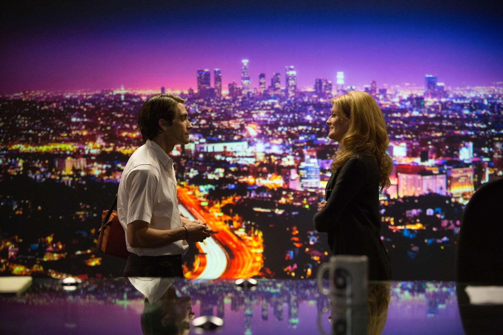 Nightcrtawler, with Jake Gyllenhaas as Lou Bloom and Rene Russo. Picture: PA Photo/Handout/eOnel