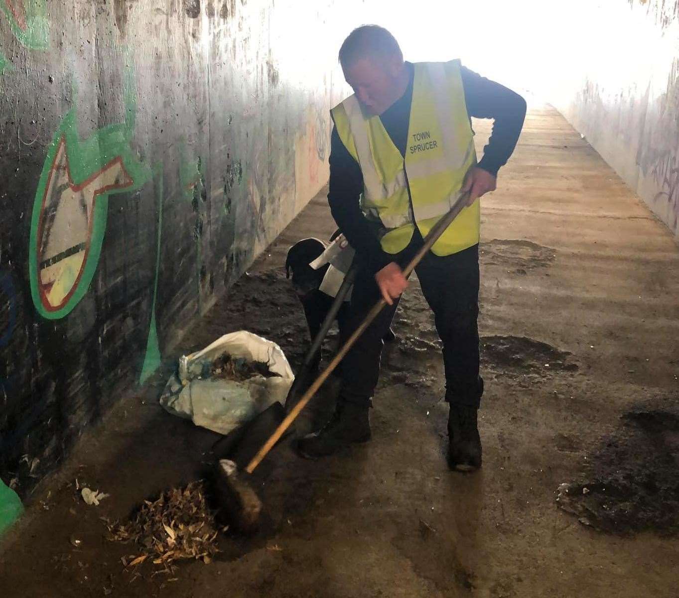 The Folkestone Town Sprucer team clearing the subway under the M20. Picture: Peter Phillips