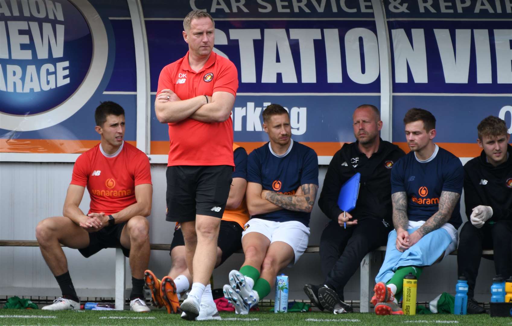 Fleet boss Dennis Kutrieb on the touchline during Saturday's play-off final at Dorking Wanderers. Picture: Barry Goodwin