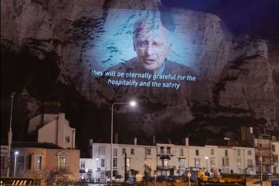 Mr Frank's speech was broadcast on the White Cliffs of Dover. Photo: Led by Donkeys