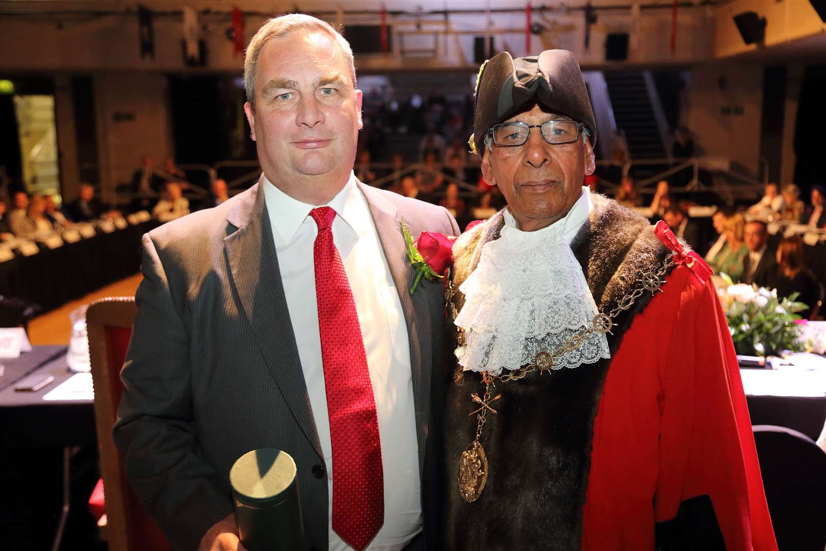 Council leader John Burden with the mayor of Gravesham, Cllr Gurdip Ram Bungar. Picture: Sarah Knight (10514818)