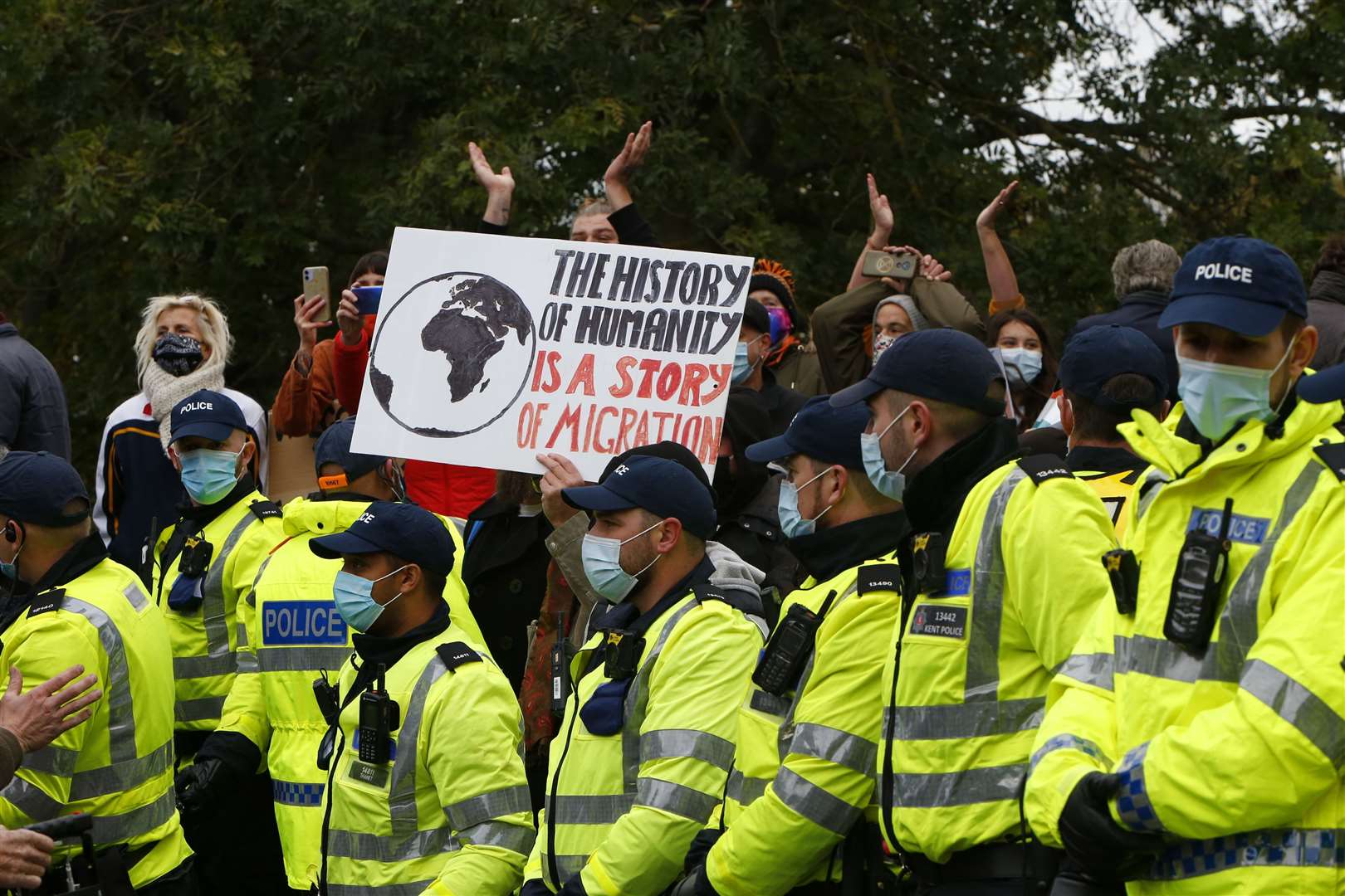 Police at a welcome event hosted outside the barracks last October. Picture: Barry Goodwin