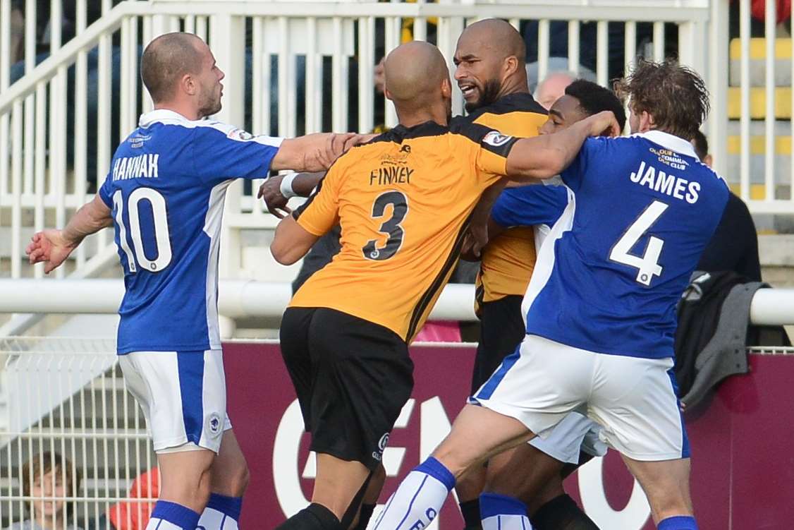 Things get feisty in the battle for three points Picture: Gary Browne