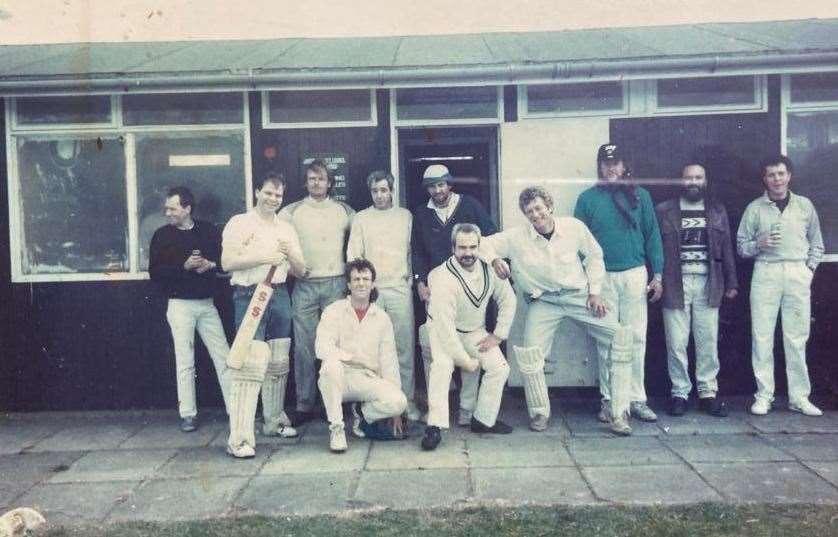 A photograph of Faversham cricket team The Motley Crew's original side in 1993