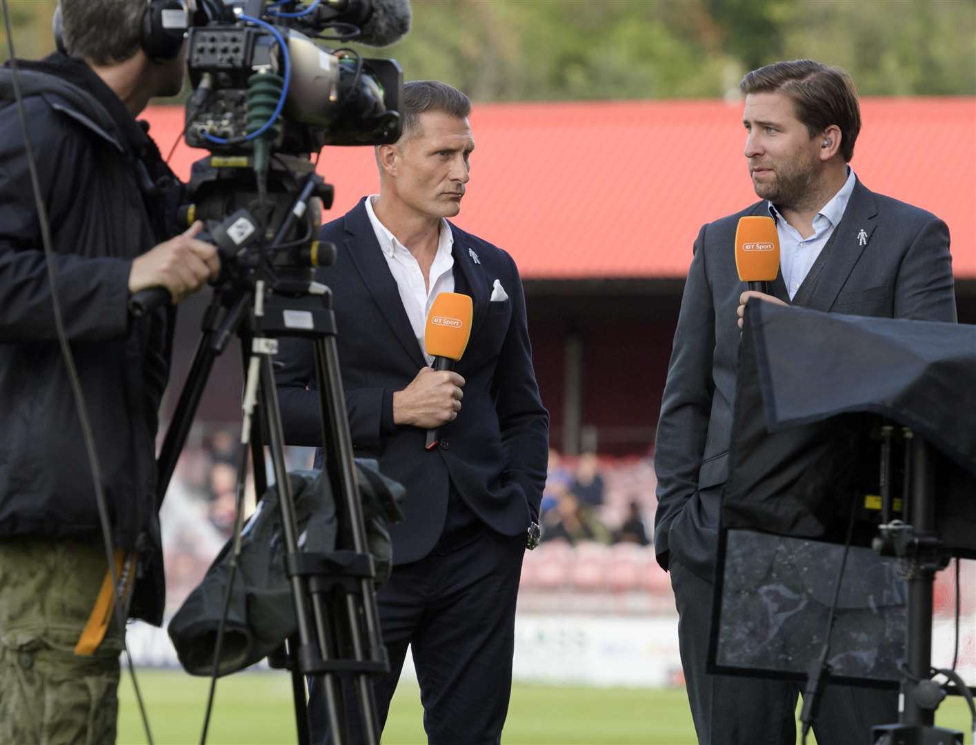 The BT Sport cameras were at Stonebridge Road, with Chris Hargreaves, left, and Adam Virgo Picture: Andy Payton