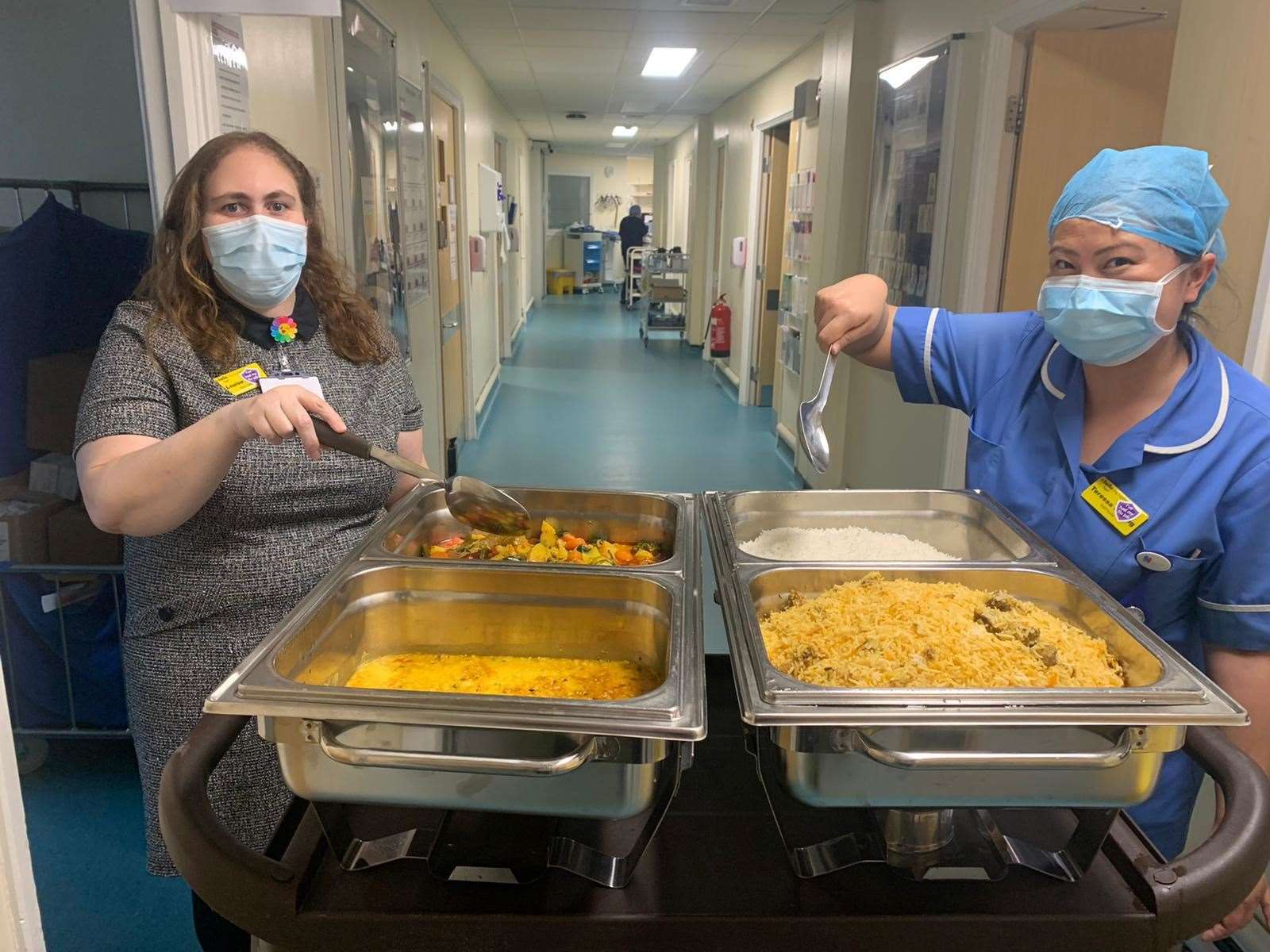 The Taj Cuisine in Walderslade delivering food to NHS staff at Medway Maritime Hospital battling Covid-19
