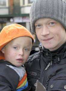 Jamie Junior with dad Jamie Askew after a tile file on his head at Sittingbourne station