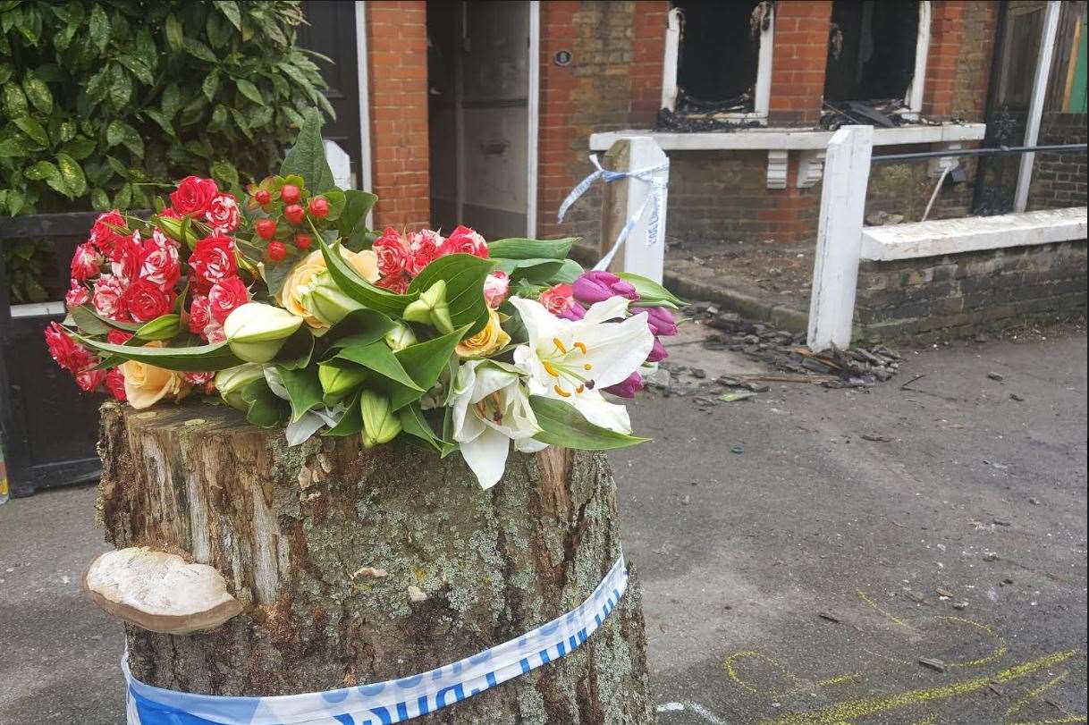 Flowers left at the scene