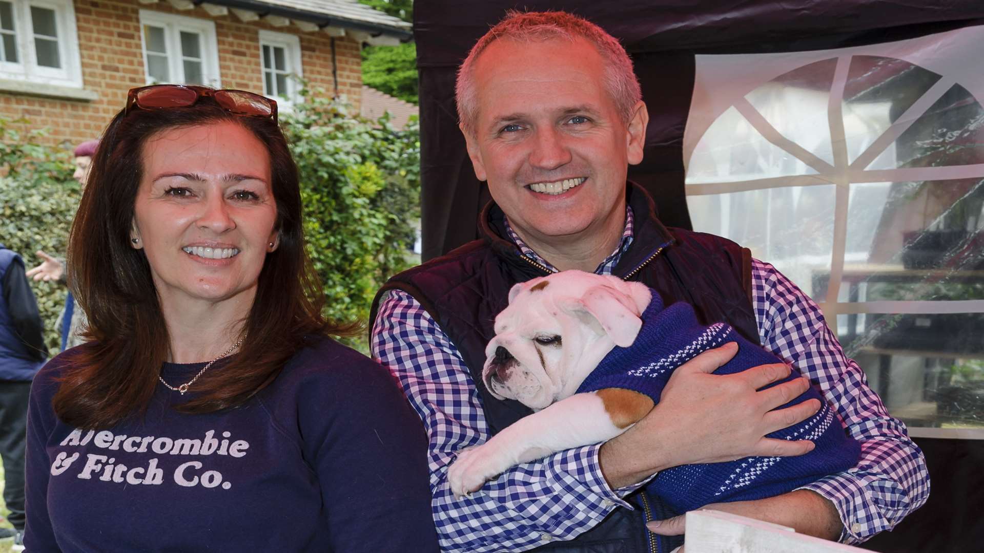 Nicola and David Groves with Albert the English bulldog puppy, from The Doggy Bakery. Picture: Andy Payton