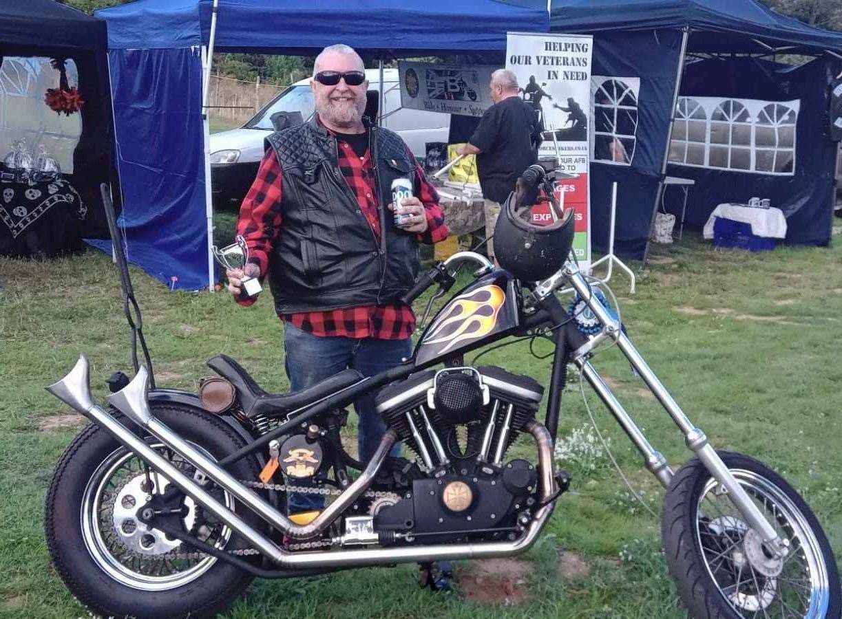 Ian Maggs with his beloved Harley Davidson