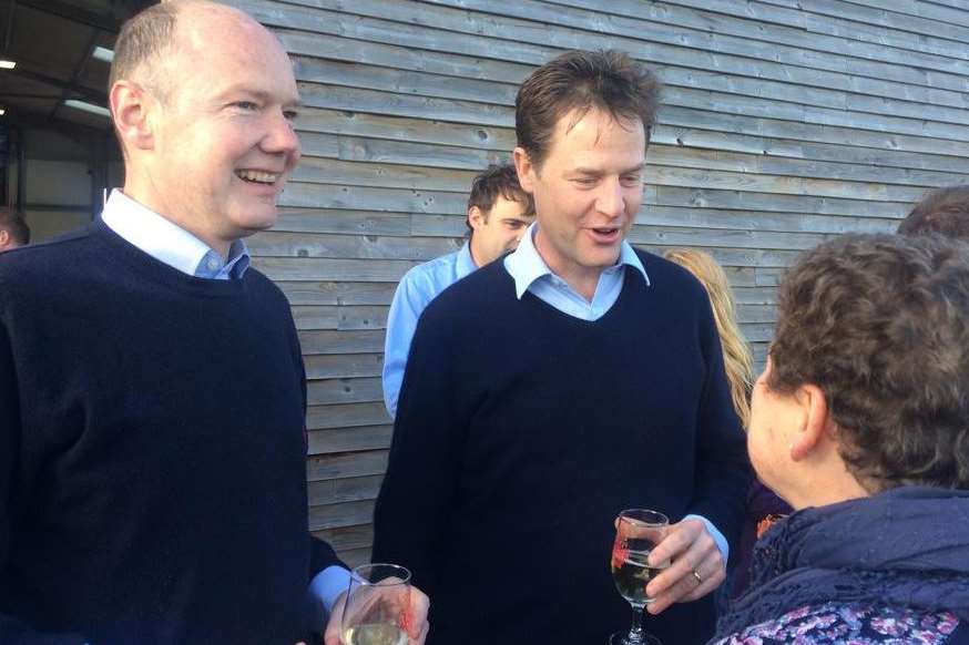 Jasper Gerard Lib Dem prospective parliamentary candidate for Maidstone and the Weald with Lib Dem leader Nick Clegg