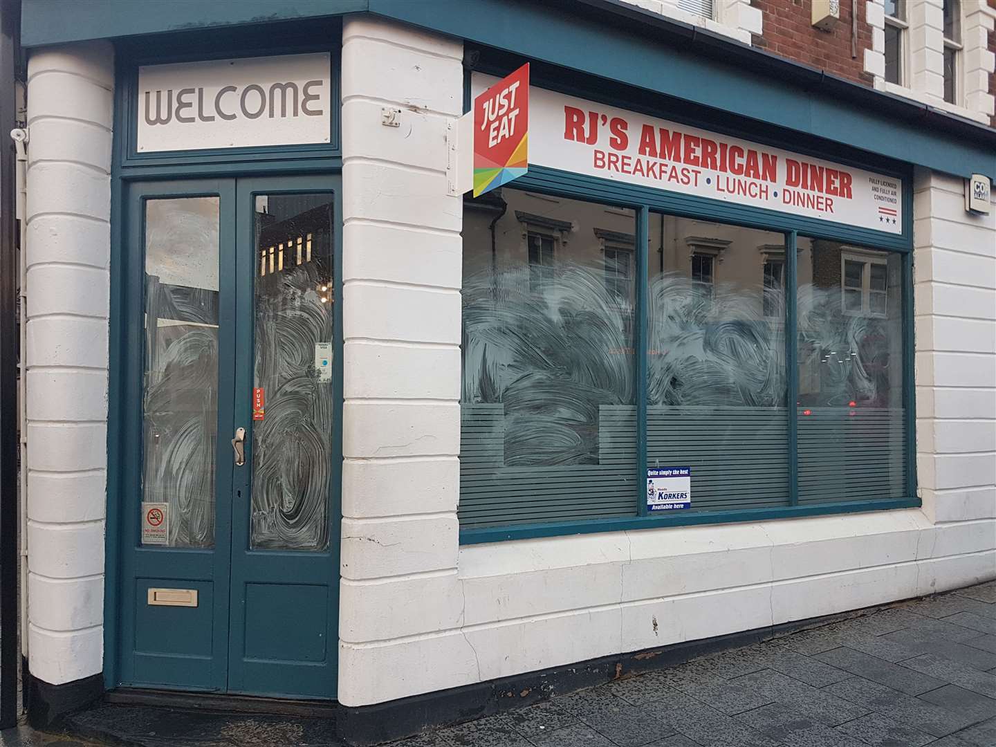RJ's American Diner now has whitewashed windows and is not accepting orders on Deliveroo