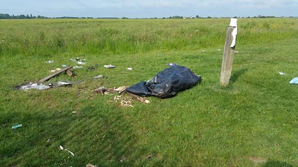 Tents and other litter were left at the site