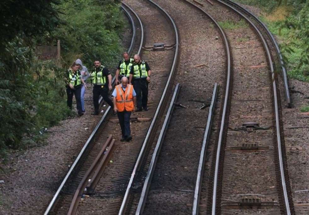 A person had to be escorted off the railway near Maidstone Barracks. Picture: UKNIP (51547191)