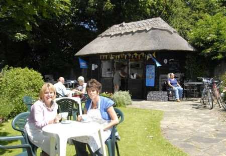 Top of the outside eating places. Fiona Hatton and Sue White, managers of the Tower Hill Tea Gardens.