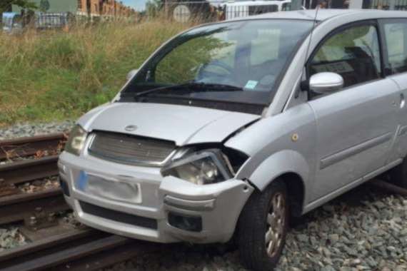 The car on the rail line. Picture courtesy of Network Rail