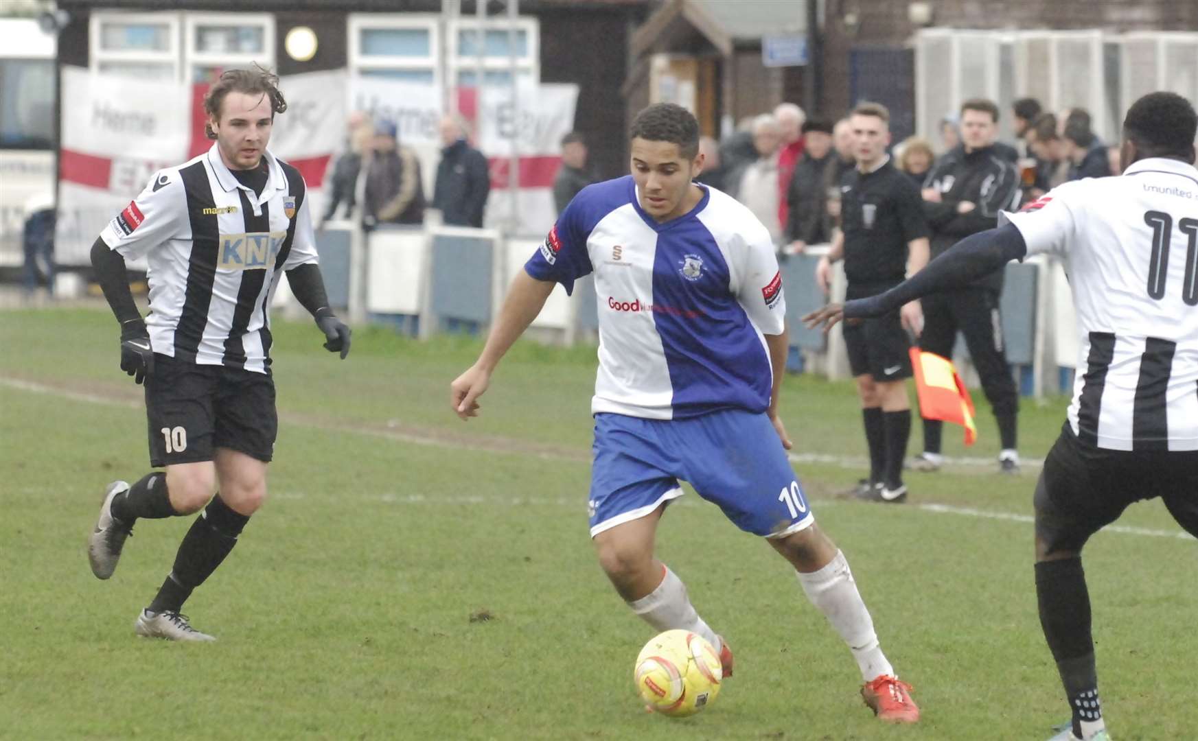 Midfielder Elliot Cutts, pictured in action in 2016, has re-signed for Herne Bay. Picture: Chris Davey