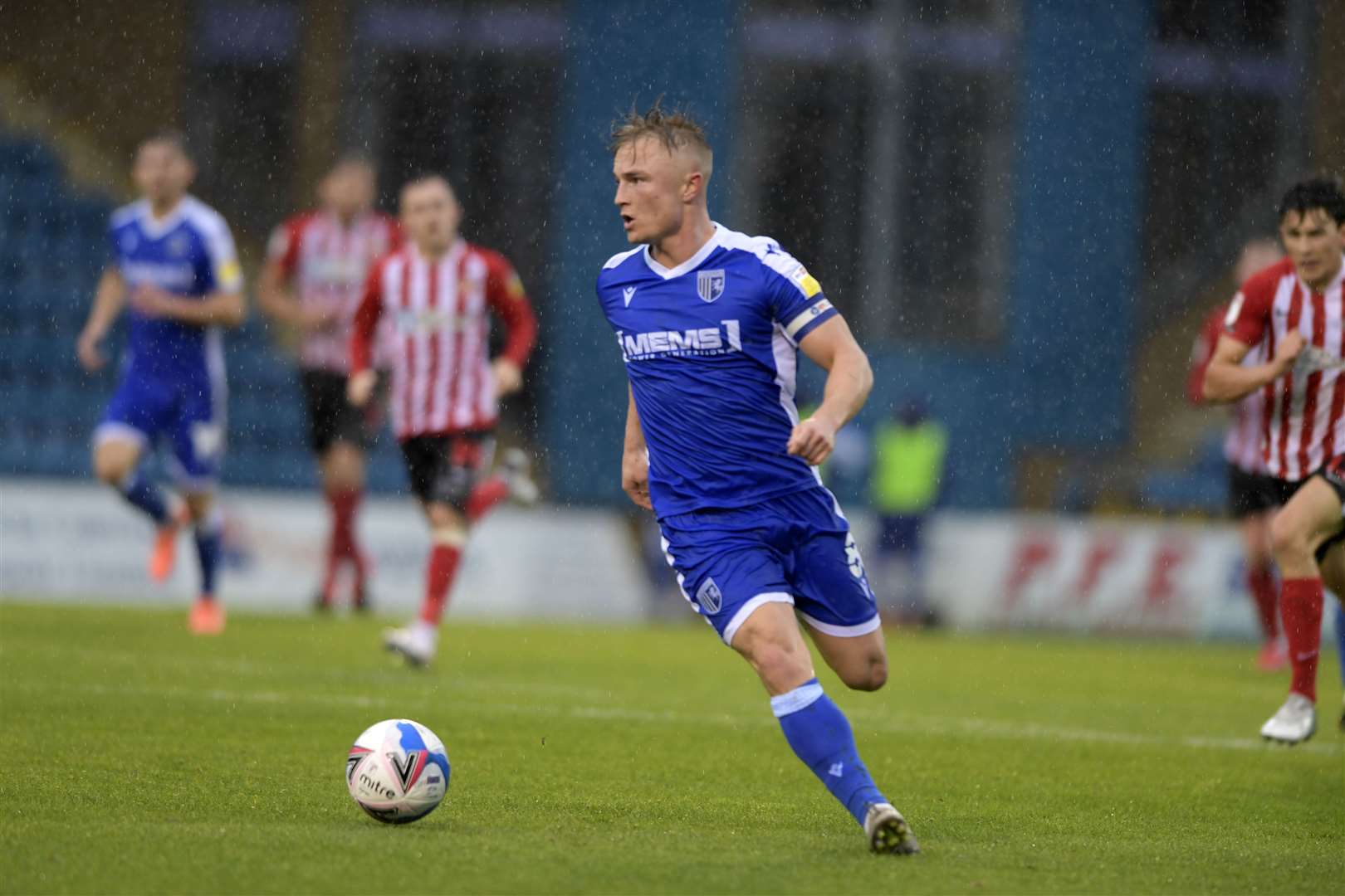 Captain Kyle Dempsey on the ball for Gillingham Picture: Barry Goodwin