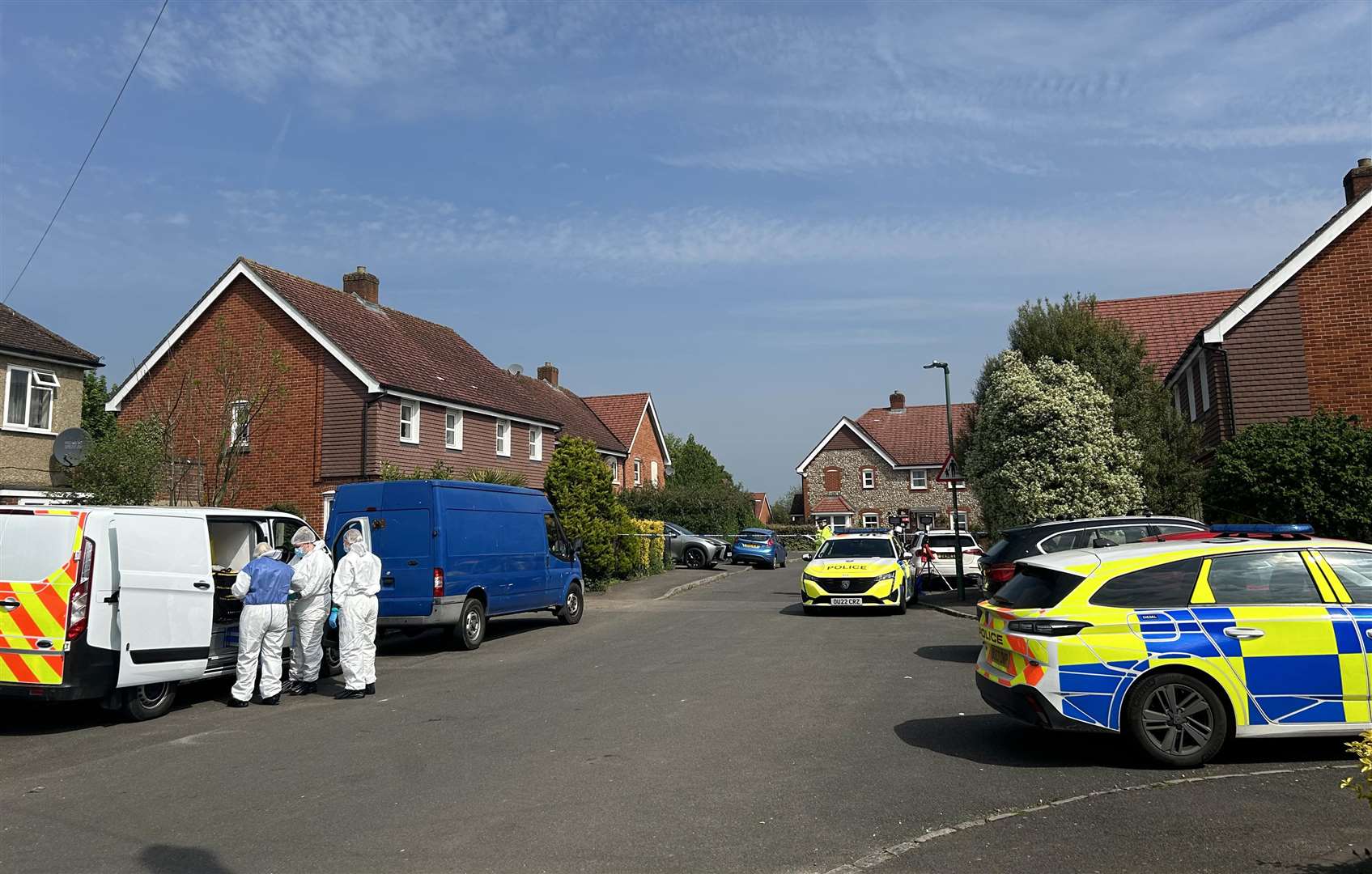 Police and forensic investigators at the scene in High Wycombe (Sam Hall/PA)