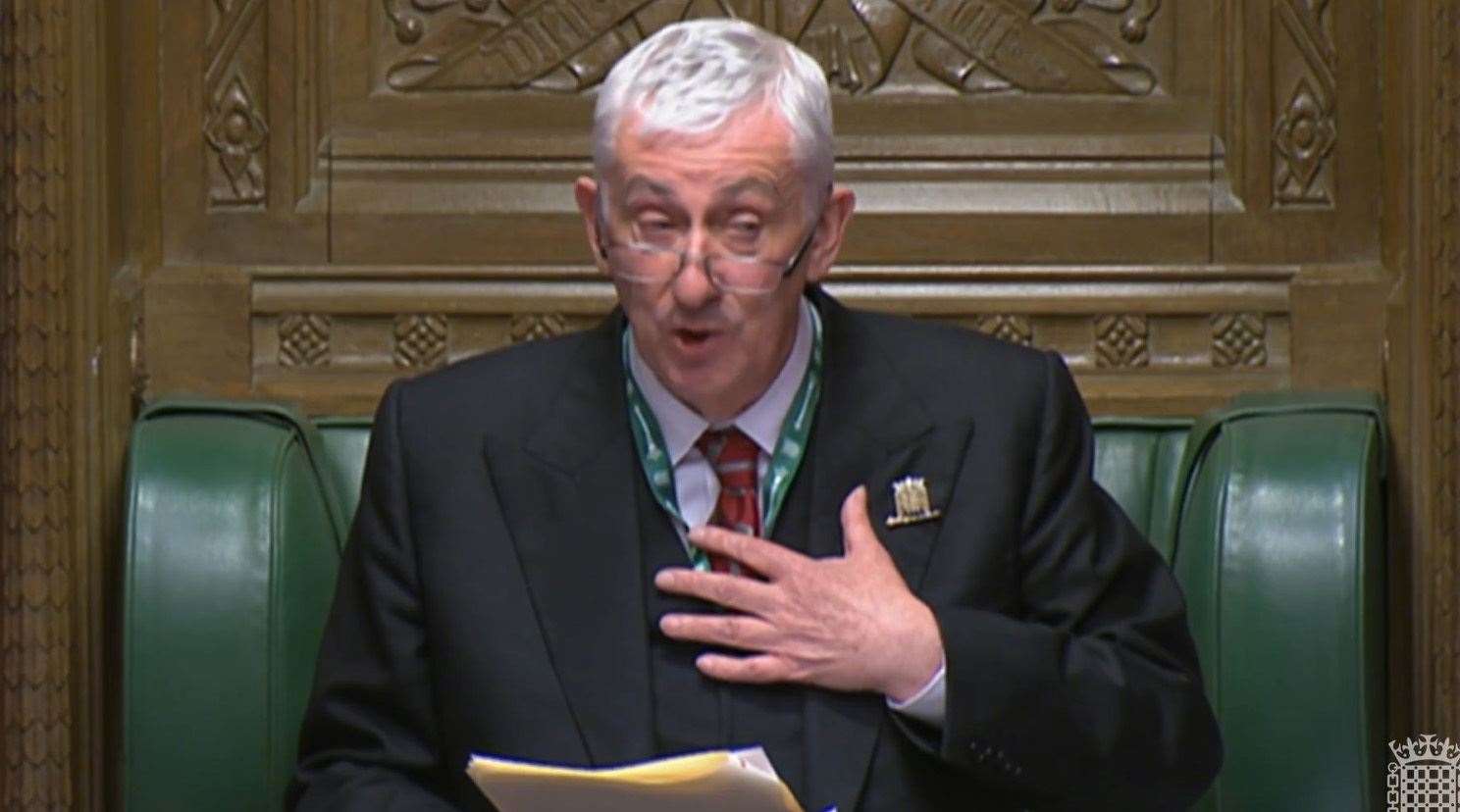 Speaker Sir Lindsay Hoyle making a statement in the House of Commons in London after SNP and Conservative MPs walked out of the chamber (House of Commons/UK Parliament/PA)